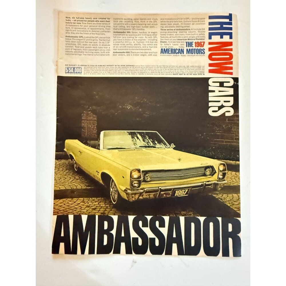 Vintage 1966 American Motors Ambassador CarAdvertisement Print Ad
